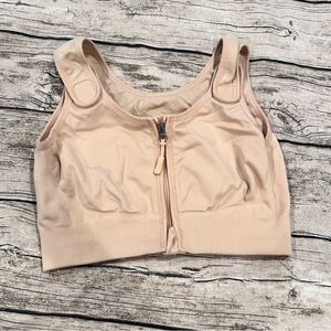 Amoena Sina Seamless Beige Zip-Front Fully Adjustable Post Surgical Bra Size M